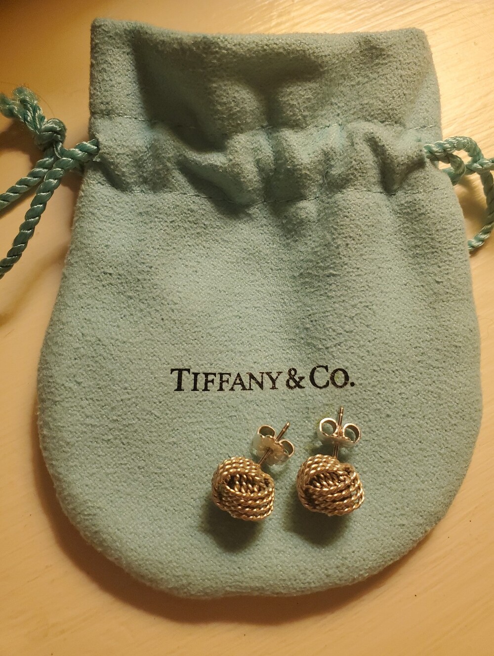 Tiffany & Co. Sterling Silver Somerset Mesh/Twist Knot Stud Earrings